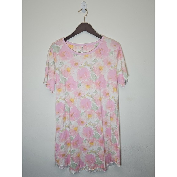 Flora Nikrooz Other - Flora‎ Nikrooz Women's Soft Stretch Short Sleeve Sleep Dress Pink Floral  Size L